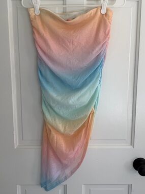 Abercrombie x Trevor Project Rainbow Ombre Ruched Midi Skirt M